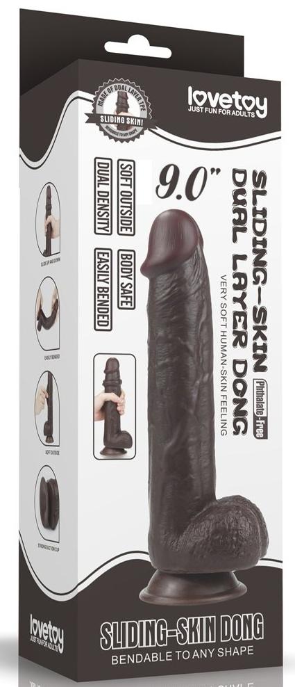 Consolador de piel deslizante 18 x 4,5cm Marrón-LoveToy SlidingSkin (Fun Distri) EAN: 6970260909419 - Imagen 2