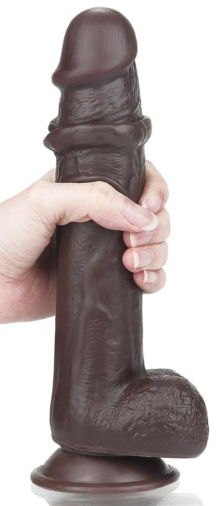 Consolador de piel deslizante 18 x 4,5cm Marrón-LoveToy SlidingSkin (Fun Distri) EAN: 6970260909419 - Imagen 4
