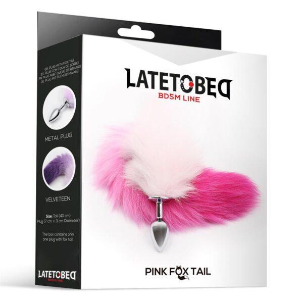 Plug Anal con Cola de Zorro Rosa y Blanca Talla S-LATETOBED BDSM LINE (LoveCherry) EAN: 8436583794722 - Imagen 4