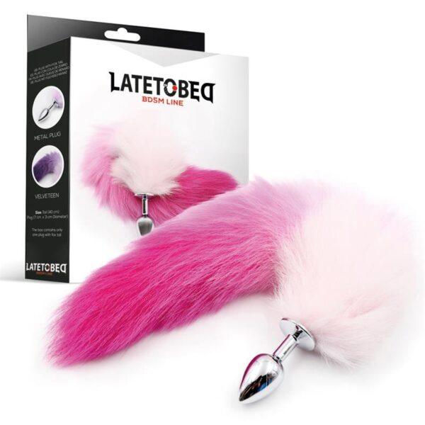 Plug Anal con Cola de Zorro Rosa y Blanca Talla S-LATETOBED BDSM LINE (LoveCherry) EAN: 8436583794722