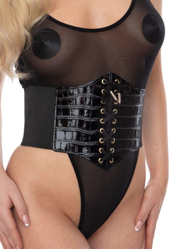 Corsé Cinchery Croco Encaje Negro-Kinky Diva (Fun Distri) EAN: 8721082179072 - Imagen 3