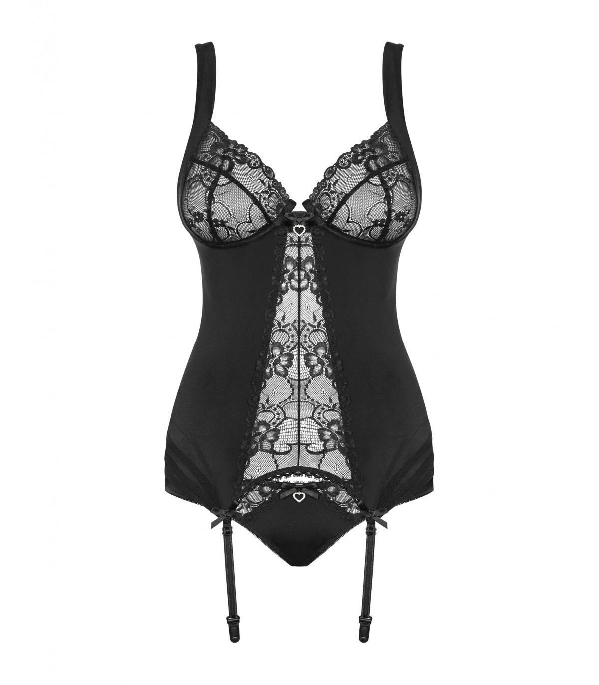 HEARTINA CORSET & THONG BLACK S/M - Imagen 3