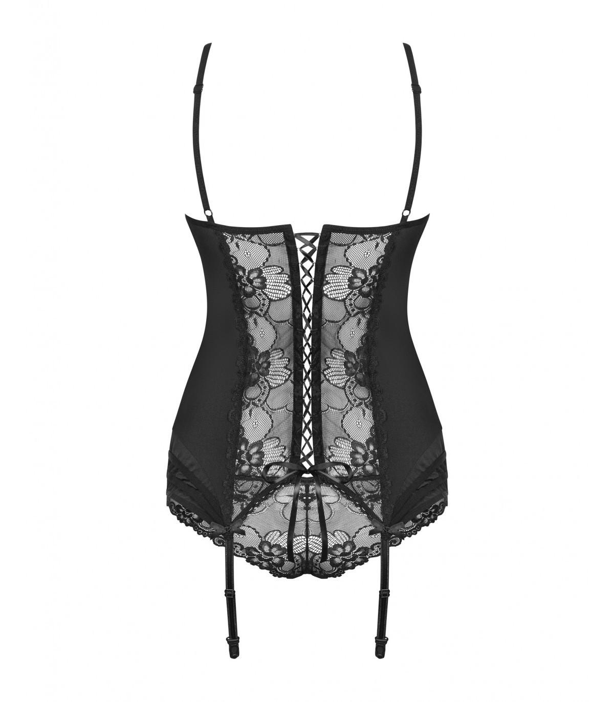HEARTINA CORSET & THONG BLACK S/M - Imagen 4