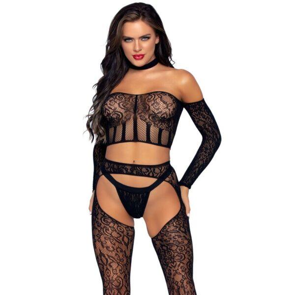 LEG AVENUE - SET TRES PIEZAS TALLA ÚNICA-LEG AVENUE BODYSTOCKINGS (Dreamlove) EAN: 714718555119