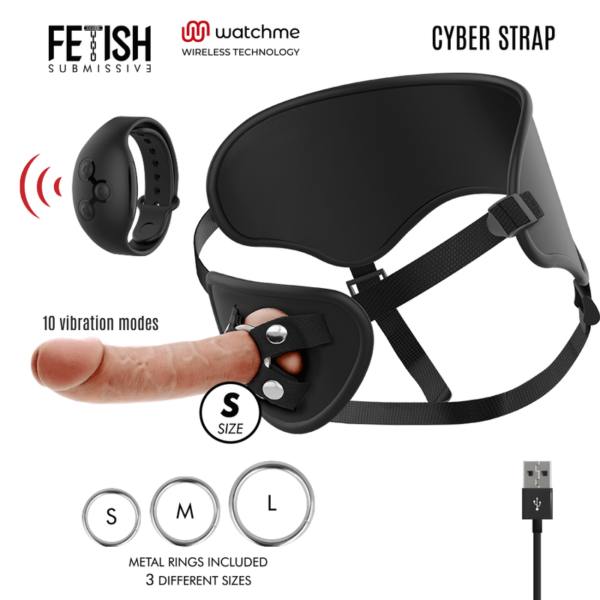 FETISH SUBMISSIVE CYBER STRAP - ARNÉS CON DILDO CONTROL REMOTO TECNOLOGÍA WATCHME S-FETISH SUBMISSIVE CYBER STRAP (Dreamlove) EAN: 8435565931230