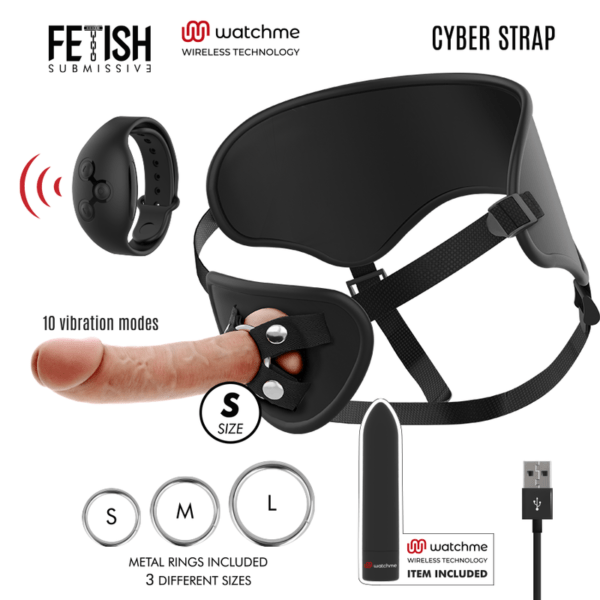 FETISH SUBMISSIVE CYBER STRAP - ARNES CON DILDO Y BALA CONTROL REMOTO TECNOLOGIA WATCHME S-FETISH SUBMISSIVE (Dreamlove) EAN: 8435565931247