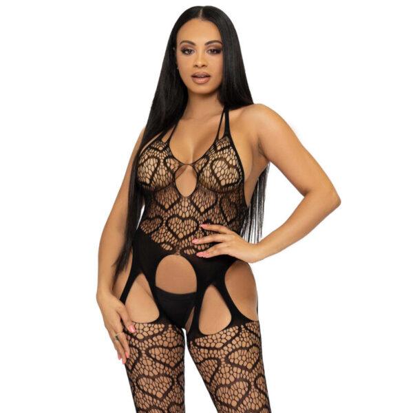 LEG AVENUE - BODYSTOCKING DE RED CON TIRANTES TALLA ÚNICA - NEGRO-LEG AVENUE BODYSTOCKINGS (Dreamlove) EAN: 714718565330