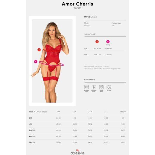 OBSESSIVE - AMOR CHERRIS CORSET & TANGA L/XL-OBSESSIVE CORSETS (Dreamlove) EAN: 5901688255292 - Imagen 7