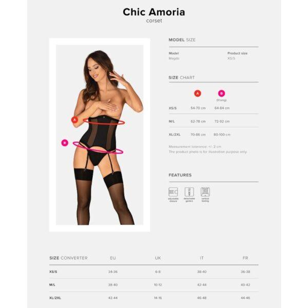 OBSESSIVE - CHIC AMORIA CORSET & TANGA M/L-OBSESSIVE CORSETS (Dreamlove) EAN: 5901688255438 - Imagen 7