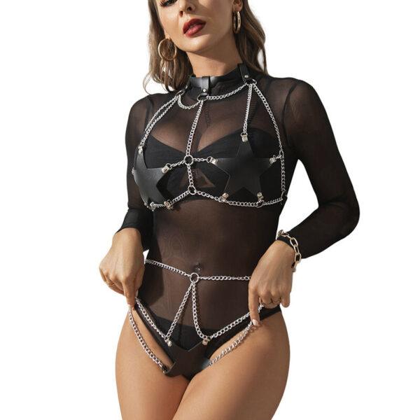 SUBBLIME - ARNÉS CUERPO ENTERO ESTRELLA DETALLE CADENA TALLA ÚNICA-SUBBLIME FETISH (Dreamlove) EAN: 8435565944902