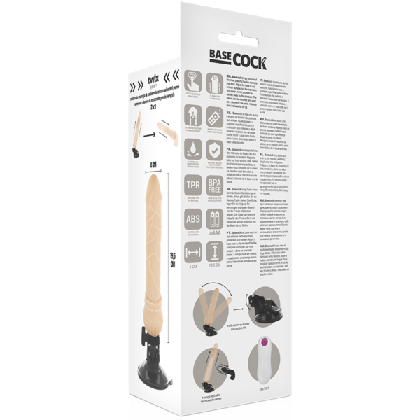 BASECOCK - VIBRADOR REALISTICO CONTROL REMOTO NATURAL 19.5 CM -O- 4 CM-BASECOCK (Dreamlove) EAN: 8435565908461 - Imagen 5