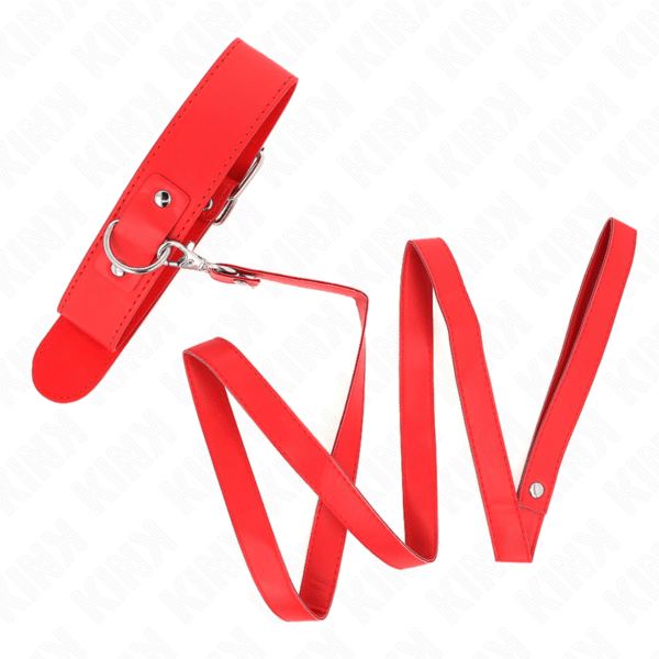 KINK - COLLAR CON CORREA 116 CM FINO ROJO AJUSTABLE 32-50 CM X 8 CM-KINK COLLAR & GAG (Dreamlove) EAN: 8435565941161 - Imagen 2