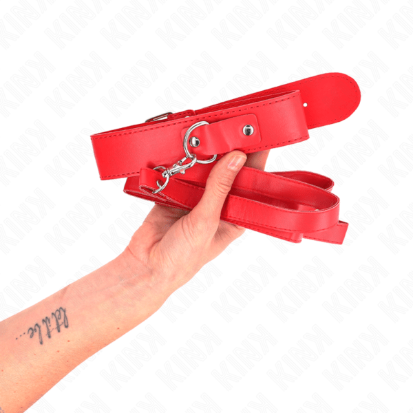 KINK - COLLAR CON CORREA 116 CM FINO ROJO AJUSTABLE 32-50 CM X 8 CM-KINK COLLAR & GAG (Dreamlove) EAN: 8435565941161 - Imagen 3