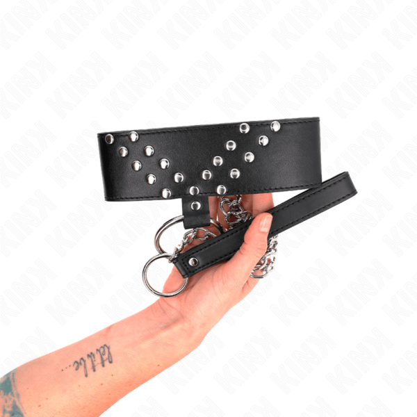 KINK - COLLAR CON CORREA 65 CM CON REMACHE EN V AJUSTABLE 36-43 CM X 5 CM-KINK COLLAR & GAG (Dreamlove) EAN: 8435565941239 - Imagen 4