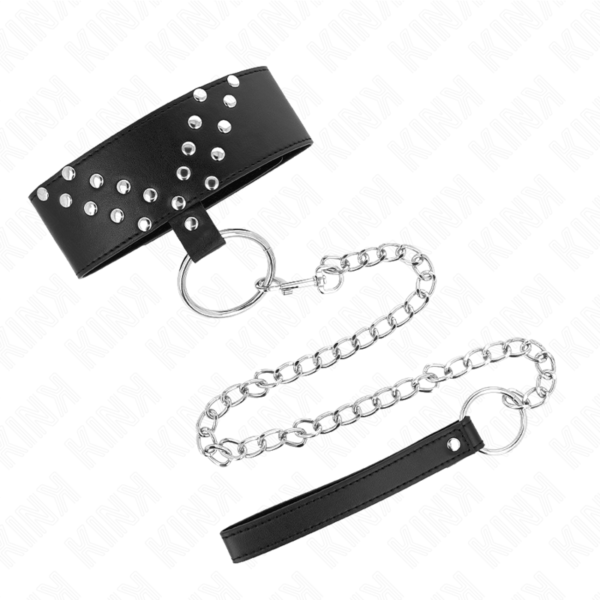 KINK - COLLAR CON CORREA 65 CM CON REMACHE EN V AJUSTABLE 36-43 CM X 5 CM-KINK COLLAR & GAG (Dreamlove) EAN: 8435565941239 - Imagen 2