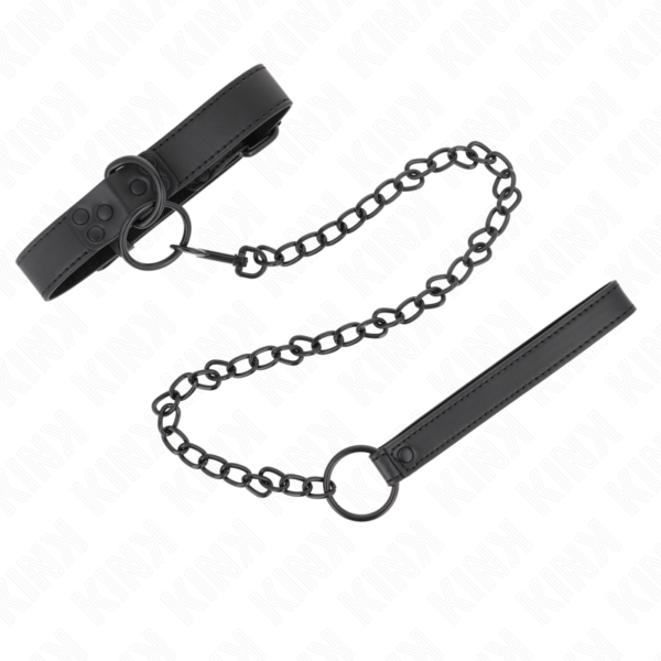 KINK - COLLAR CON CORREA 65 CM OSCURO AJUSTABLE 37-54 CM X 3 CM-KINK COLLAR & GAG (Dreamlove) EAN: 8435565941598 - Imagen 2