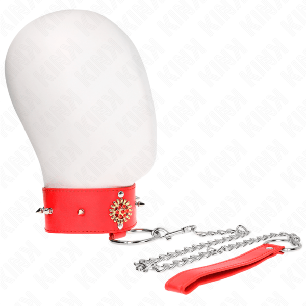KINK - COLLAR CON CORREA 65 CM CUELLO DE DIAMANTES ROJO AJUSTABLE 35-51 CM X 7 CM-KINK COLLAR & GAG (Dreamlove) EAN: 8435565941253 - Imagen 2