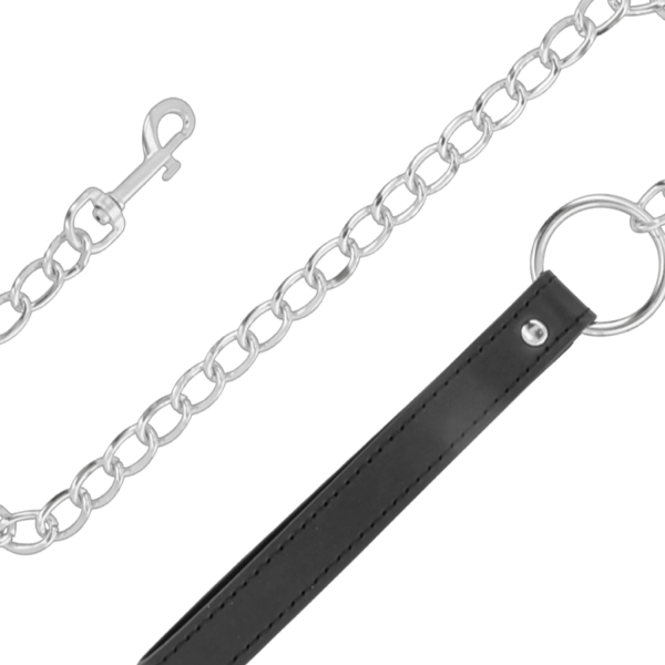 DARKNESS - COLLAR CONFORTABLE DE POSTURA CON CADENA LEATHER-DARKNESS BONDAGE (Dreamlove) EAN: 8435565904081 - Imagen 3