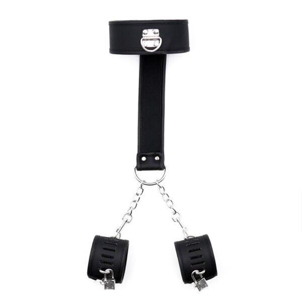 Set de Collar con Esposas y para Muñecas Cuero Vegano-INTOYOU BLACK SHADOW (LoveCherry) EAN: 8436583796566 - Imagen 4