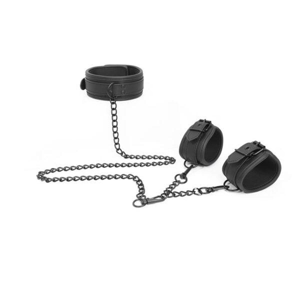 Set de Collar y Esposas para Muñecas Cuero Vegano-INTOYOU BLACK SHADOW (LoveCherry) EAN: 8436583790939 - Imagen 4