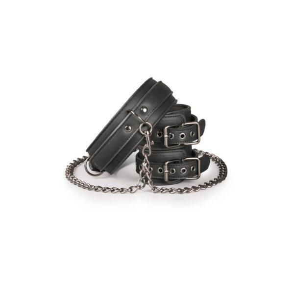 Set de Ligaduras Collar y Esposas Negro-EASYTOYS (LoveCherry) EAN: 8718627528297