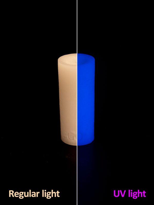 Vela neón para waxplay - Blanco neón. Parafina. 4 x 10 x 4 cm.-Rego Ignem (Rego Ignem)