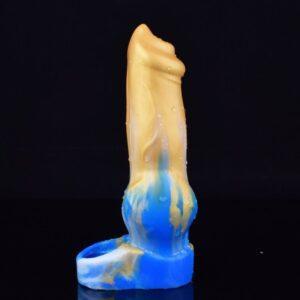 Funda para pene de perro Yorky 17 x 6cm Azul-Amarillo-ExtendMyDick (Fun Distri) EAN: 3662811550548