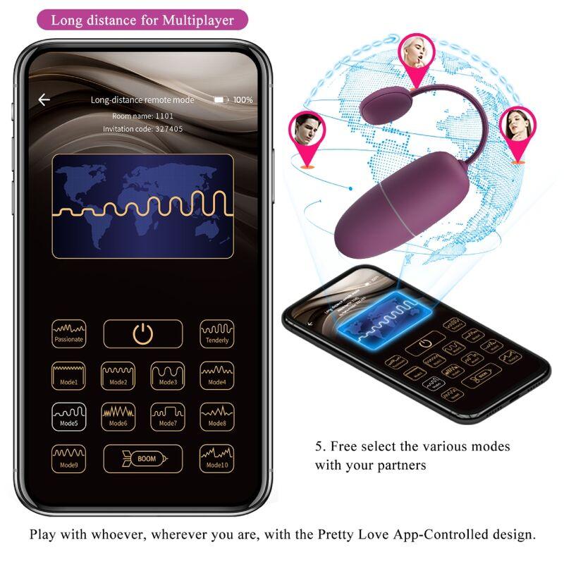 PRETTY LOVE - NYMPH HUEVO VIBRADOR CONTROLADO POR APP LILA-PRETTY LOVE BOTTOM (Dreamlove) EAN: 6959532335606 - Imagen 15