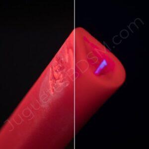 Vela neón para shibari - Rojo neón. Parafina. 2,6 x 20 x 4,6 cm.-REGO IGNEM (Rego Ignem)