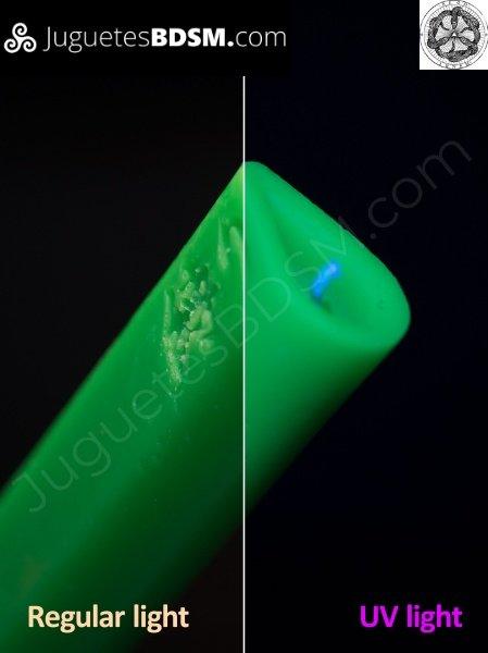 Vela neón para shibari - Verde neón. Parafina. 2,6 x 20 x 4,6 cm.-REGO IGNEM (Rego Ignem)